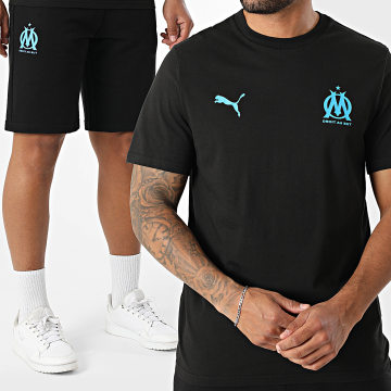 Puma - Ensemble Tee Shirt Et Short Jogging OM Football Essentiel 781570 778379 Noir